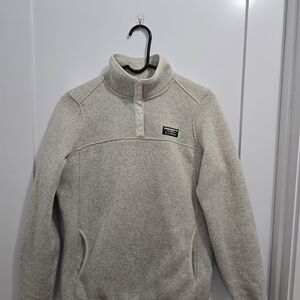 L.L. Bean Cream Heather Fleece Pullover Sweater